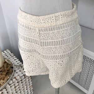 High Waist White Lace Shorts
